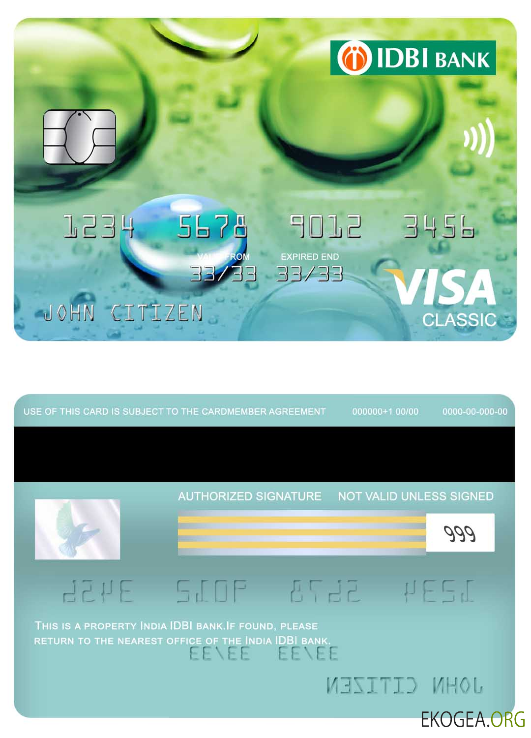 Écran de carte classique de visa bancaire IDBI en Inde